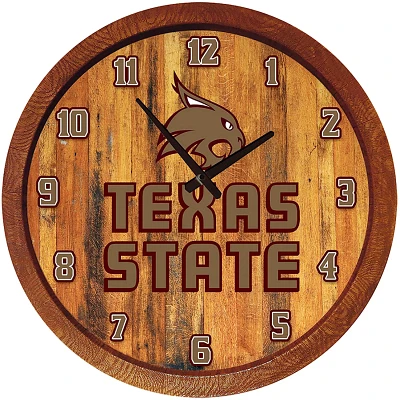 The Fan-Brand Texas State University Faux Barrel Top Clock                                                                      