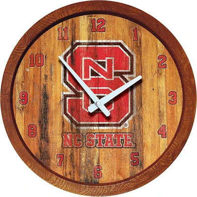 The Fan-Brand North Carolina State University Weathered Faux Barrel Top Clock                                                   