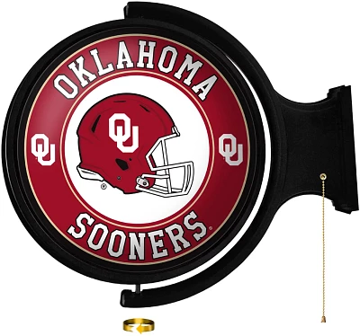 The Fan-Brand University of Oklahoma Helmet Original Round Rotating Lighted Sign                                                