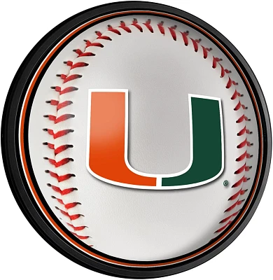 The Fan-Brand University of Miami Baseball Round Slimline Lighted Wall Sign                                                     