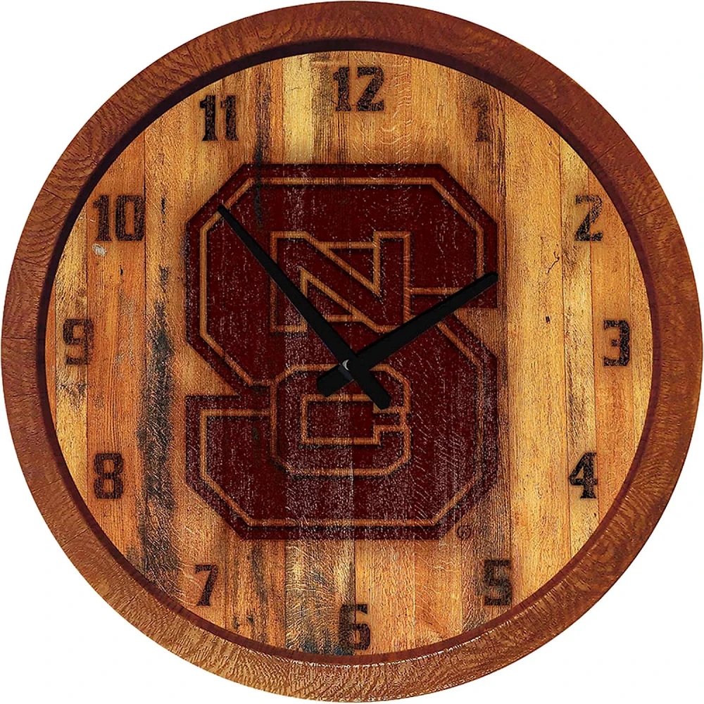 The Fan-Brand North Carolina State University Branded Faux Barrel Top Clock                                                     