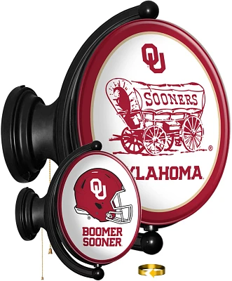The Fan-Brand University of Oklahoma Double Sided Original Oval Rotating Lighted Sign                                           