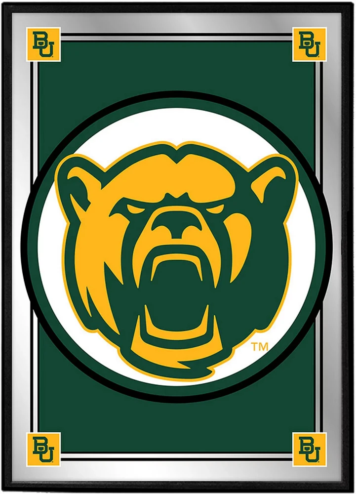 The Fan-Brand University of Baylor Team Spirit Bear Framed Mirrored Wall Sign                                                   