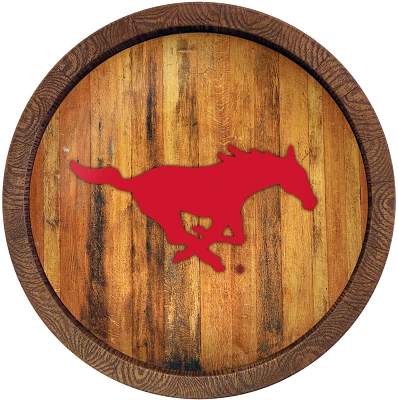 The Fan-Brand Southern Methodist University Weathered Faux Barrel Top Sign