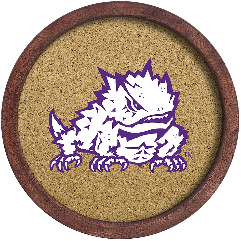 The Fan-Brand Texas Christian University Logo “Faux” Barrel Framed Cork Board                                               