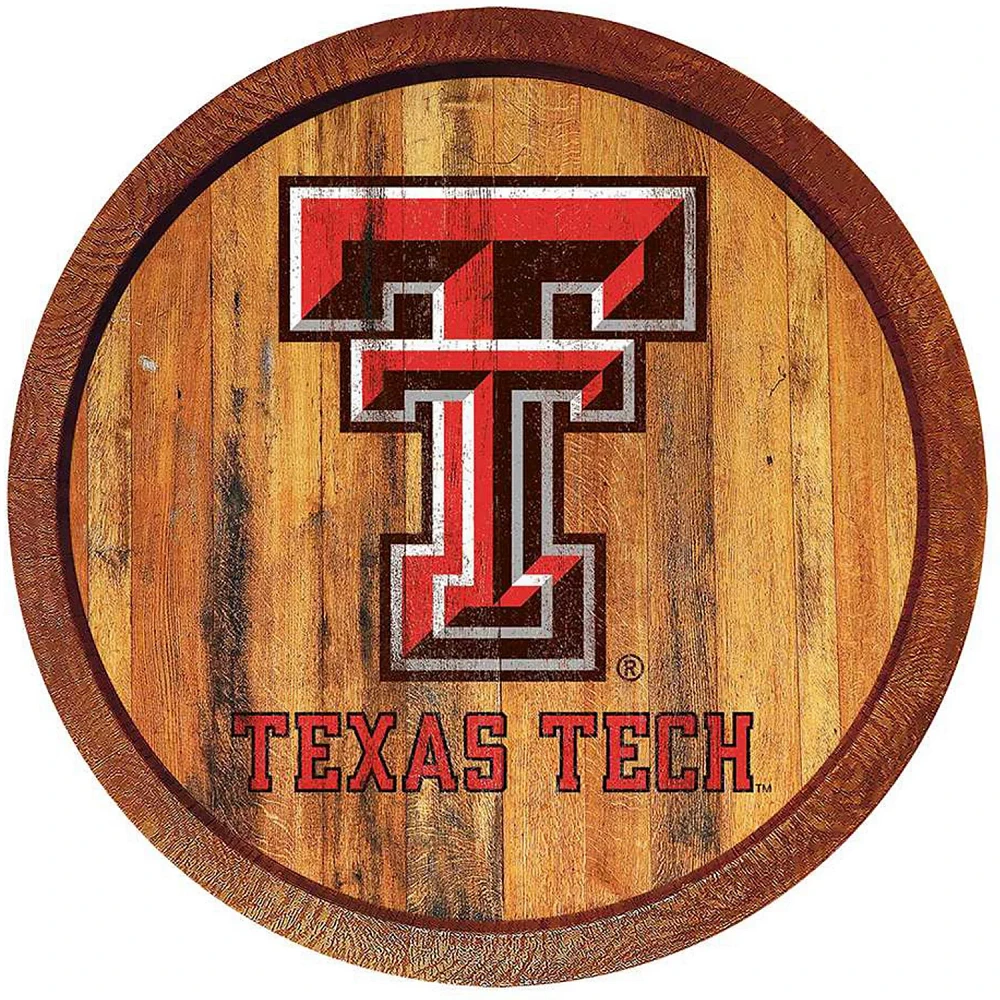 The Fan-Brand Texas Tech University Weathered Faux Barrel Top Sign                                                              