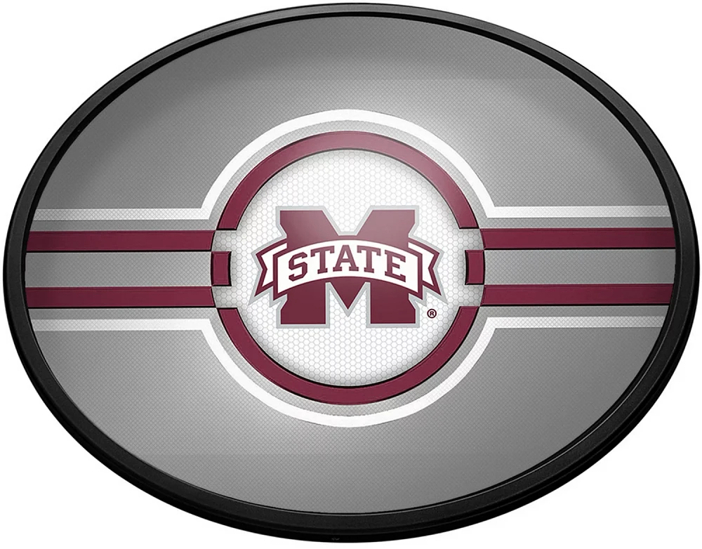 The Fan-Brand Mississippi State University Gray Oval Slimline Lighted Wall Sign                                                 