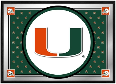 The Fan-Brand University of Miami Team Spirit Framed Mirrored Wall Sign                                                         