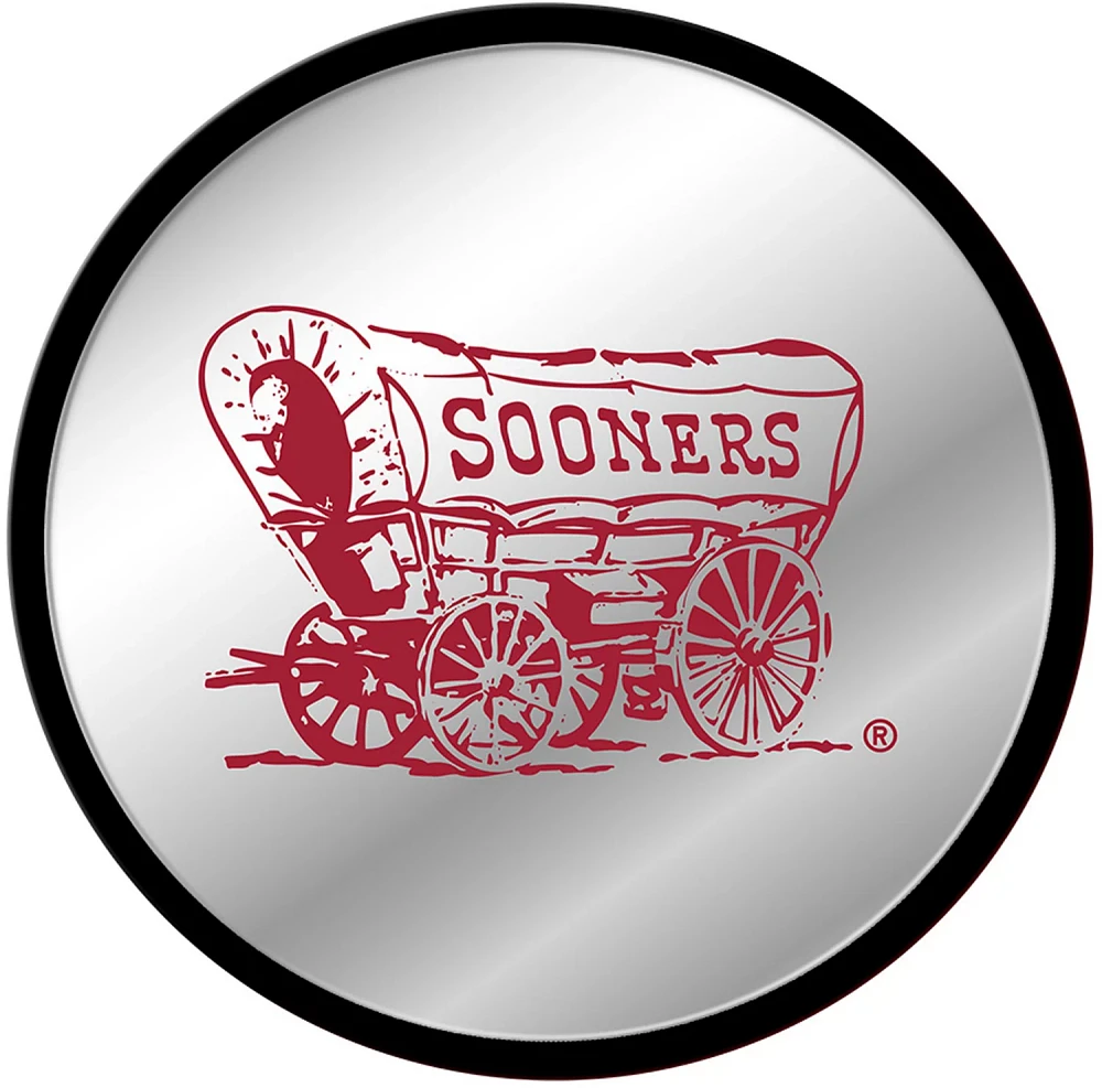 The Fan-Brand University of Oklahoma Wagon Modern Disc Mirrored Wall Sign