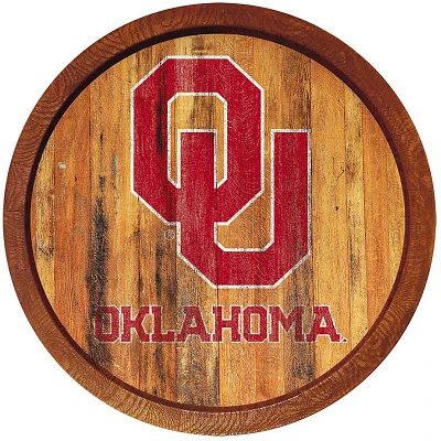 The Fan-Brand University of Oklahoma Weathered Faux Barrel Top Sign                                                             