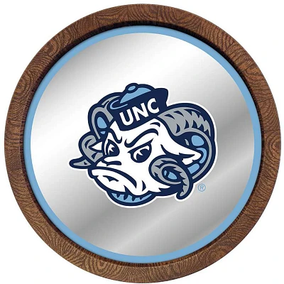 The Fan-Brand University of North Carolina Mascot Faux Barrel Top Mirrored Sign                                                 