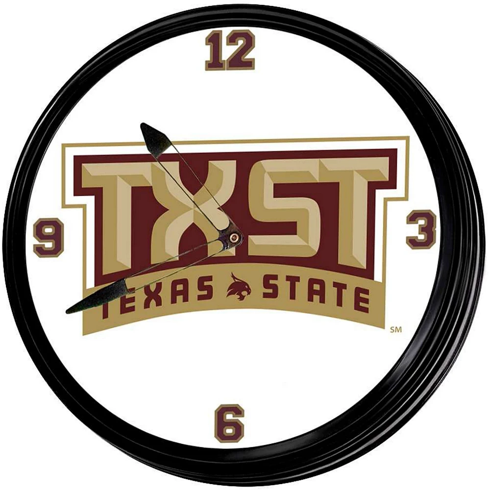 The Fan-Brand Texas State University TXST Retro Lighted Wall Clock                                                              