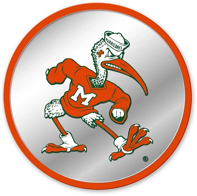 The Fan-Brand University of Miami Mascot Modern Disc Mirrored Wall Sign