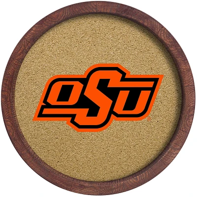 The Fan-Brand Oklahoma State University “Faux” Barrel Framed Cork Board                                                     
