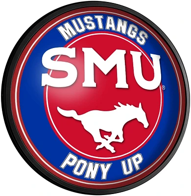 The Fan-Brand Southern Methodist University Pony Up Round Slimline Lighted Wall Sign                                            