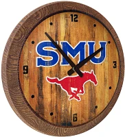 The Fan-Brand Southern Methodist University SMU Weathered Faux Barrel Top Clock                                                 