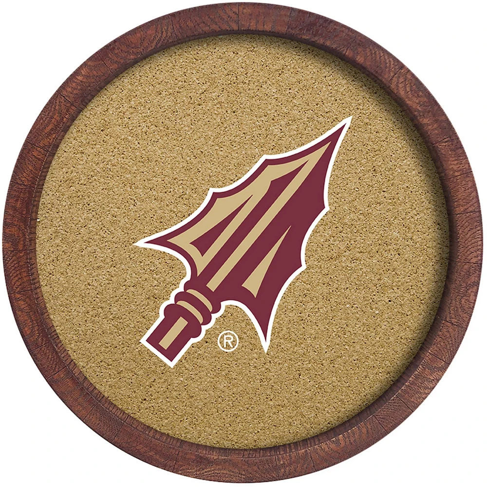 The Fan-Brand Florida State University Arrowhead “Faux” Barrel Framed Cork Board                                            