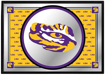 The Fan-Brand Louisiana State University Team Spirit Tiger Eyed Framed Mirrored Wall Sign                                       