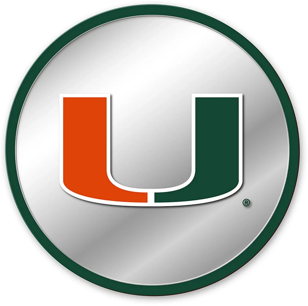 The Fan-Brand University of Miami Modern Disc Mirrored Wall Sign                                                                