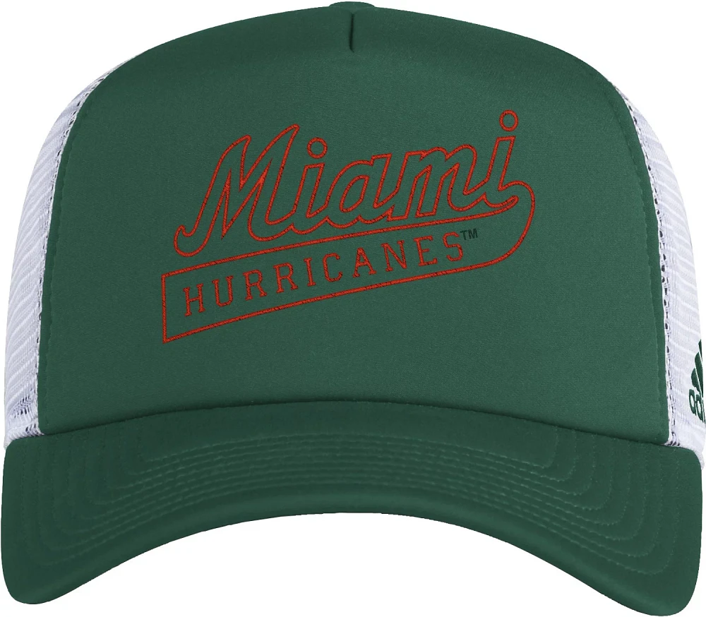 adidas Men's University of Miami Foam Trucker Cap                                                                               