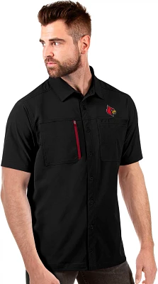 Antigua Men's University of Louisville Kickoff Fishing Button Down Shirt