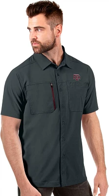 Antigua Men's Texas A&M University Kickoff Woven Short Sleeve Fishing Shirt