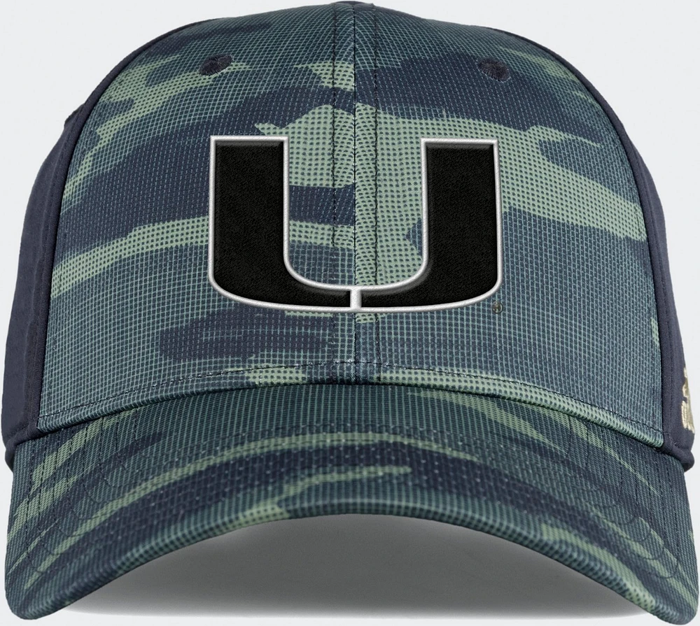 adidas Men's University of Miami Camo Structured Stretch Cap                                                                    