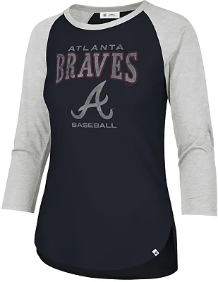 '47 Women's Atlanta Braves Heatwave Frankie Raglan 3/4 Length Sleeve T-shirt