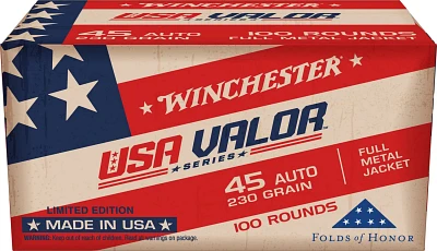 Winchester USA Valor 45-Auto FMJ 230-Grain FMJ Ammunition - 100 rounds                                                          