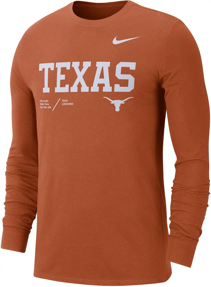 Nike Men's University of Texas Dri-FIT Team Long Sleeve T-shirt                                                                 