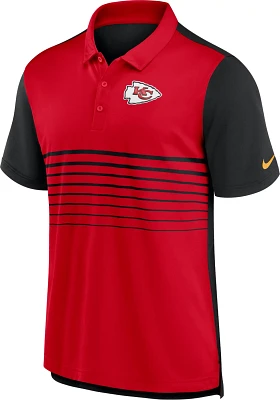 Nike Men's Kansas City Chiefs Striped Logo Fashion Short Sleeve Polo Shirt                                                      