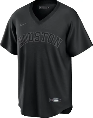 Nike Men's Houston Astros Pitch Black Replica Jersey                                                                            