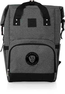 Picnic Time Milwaukee Brewers On The Go Roll-Top Cooler Backpack                                                                