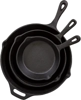 Stansport Pre-Seasoned Cast Iron Frying Pan 3-Piece Set                                                                         