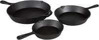 Stansport Pre-Seasoned Cast Iron Frying Pan 3-Piece Set                                                                         