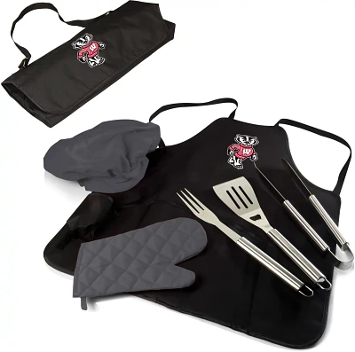Picnic Time University of Wisconsin BBQ Apron Tote Pro Grill Set                                                                