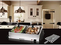 Elite Gourmet 5 Qt. Dual Tray Stainless Steel Electric Buffet Server and Food Warmer                                            