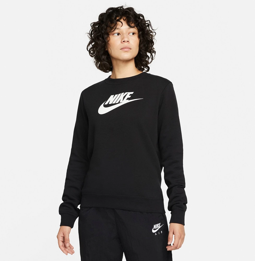 Nike Women's Club Fleece Graphic Long Sleeve Crew Neck Sweatshirt