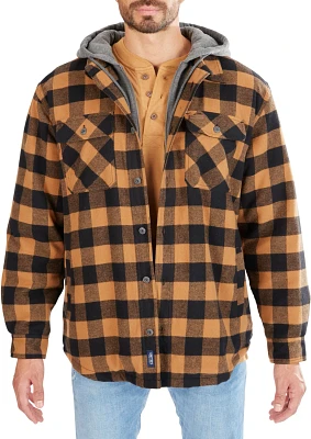Smith's Workwear Men's Sherpa Lined Flannel Hooded Shirt Jacket