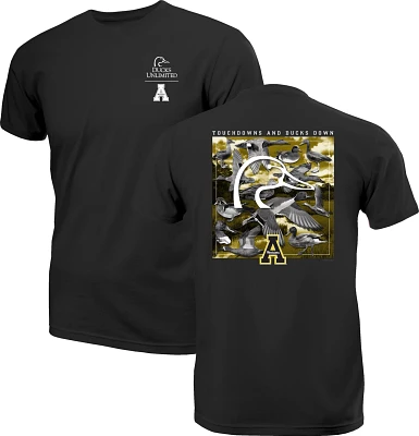 New World Graphics Men's Appalachian State University Ducks Unlimited Ducks Down Graphic T-shirt                                