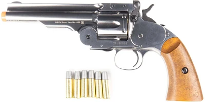 Barra Airguns Schofield Nickel 6mm 5 in Airsoft Revolver                                                                        