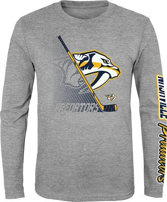 Outerstuff Boys’ Nashville Predators Split Speed Long Sleeve T-shirt                                                          