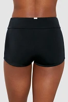 Freely Women's Solid Banded High-Waisted Swim Boy Shorts