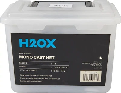 H2OX 6ft 1Lb Monofilament Cast Net                                                                                              