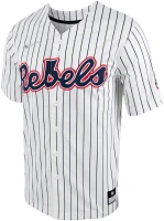 Nike Men's University of Mississippi Pinstripe Full Button Replica Baseball Jersey