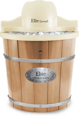 Elite Gourmet 4 qt Electric Motorized Old Fashioned Bucket Ice Cream Maker                                                      