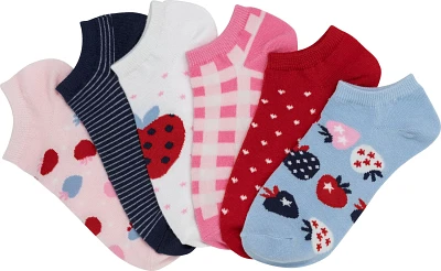 BCG Girls' Sweet Strawberry Patterns Fashion No Show Socks 6 Pack