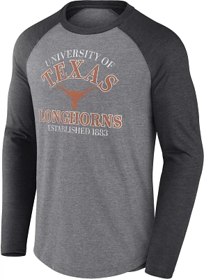 Fanatics Men's University of Texas Triblend Double Overlay Raglan Long Sleeve T-shirt