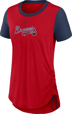 Nike Women's Atlanta Braves Swoosh Side Cinch Fashion T-shirt