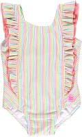 RuffleButts Girls' Rainbow Seersucker Waterfall One Piece Swimsuit                                                              